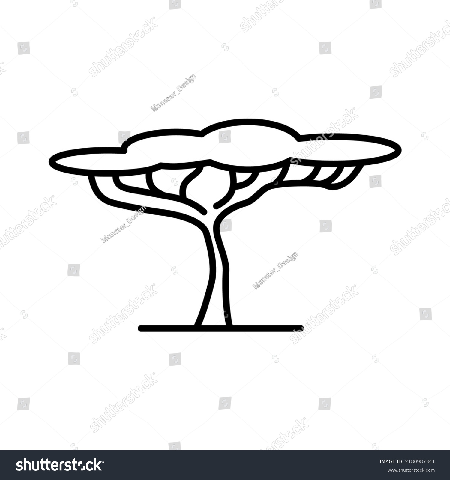 SVG of African tree icon - editable stroke svg