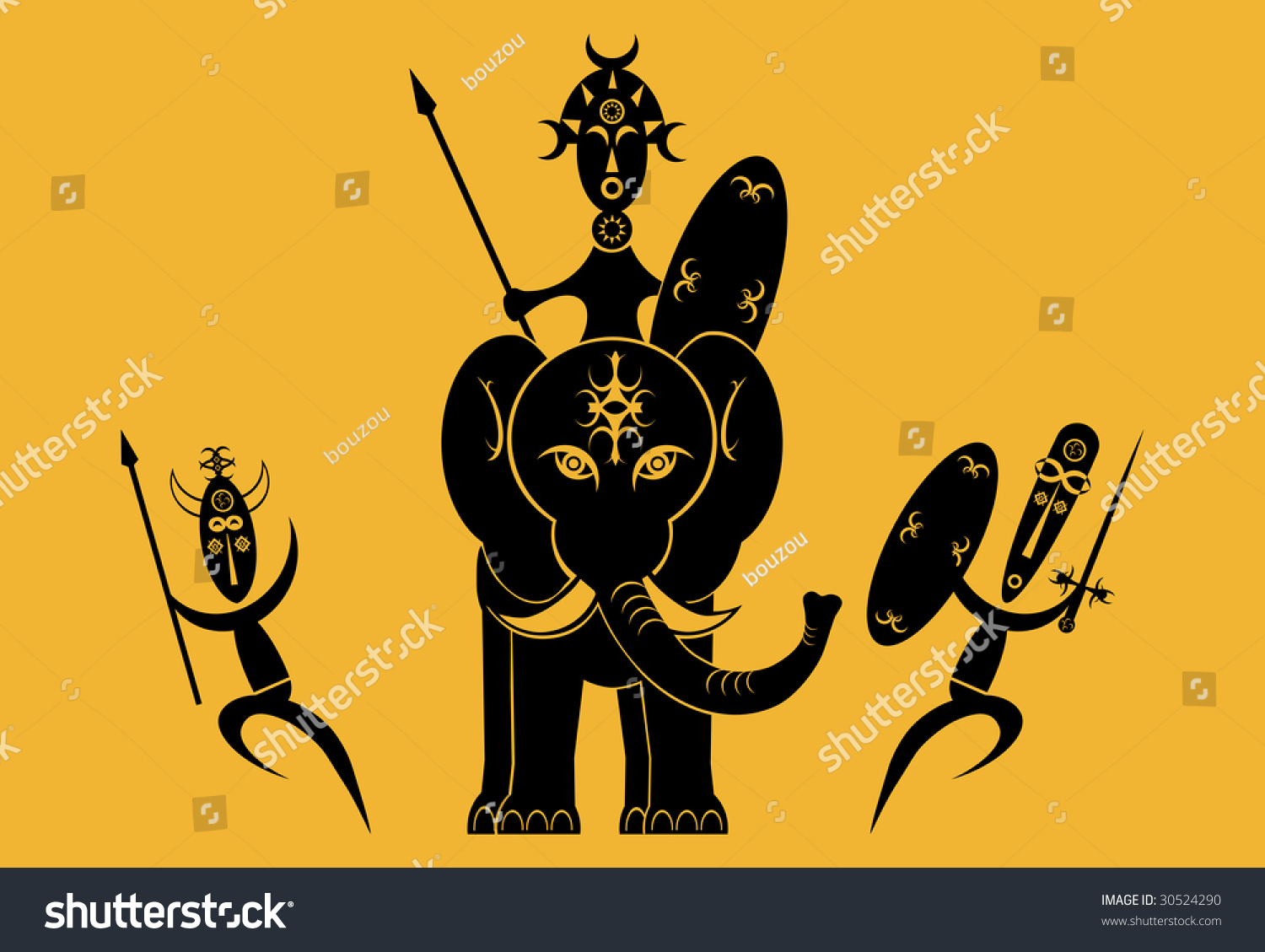 African Warriors Attack Stock Vector 30524290 Shutterstock