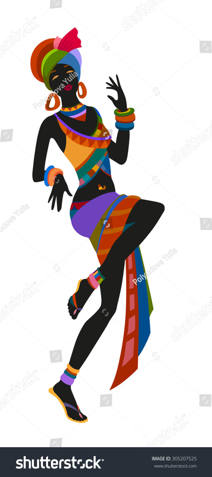 African Woman Dancing Ritual Dance Bright Stock Vector (Royalty Free ...