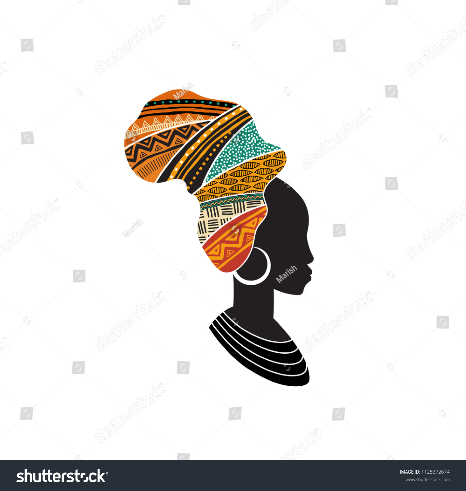 African Woman Silhouette African Map Head Stock Vector (Royalty Free ...