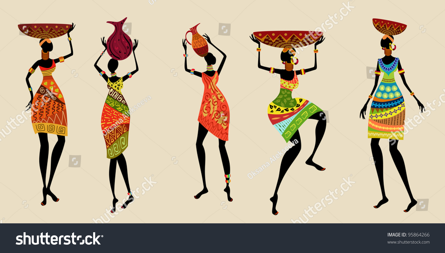 African Women In Traditional Dress Stock Vector Illustration 95864266 ...