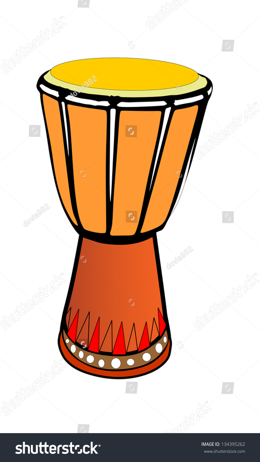 African Wooden Djembe Drum Illustration Isolated Stock Vector 134395262 ...