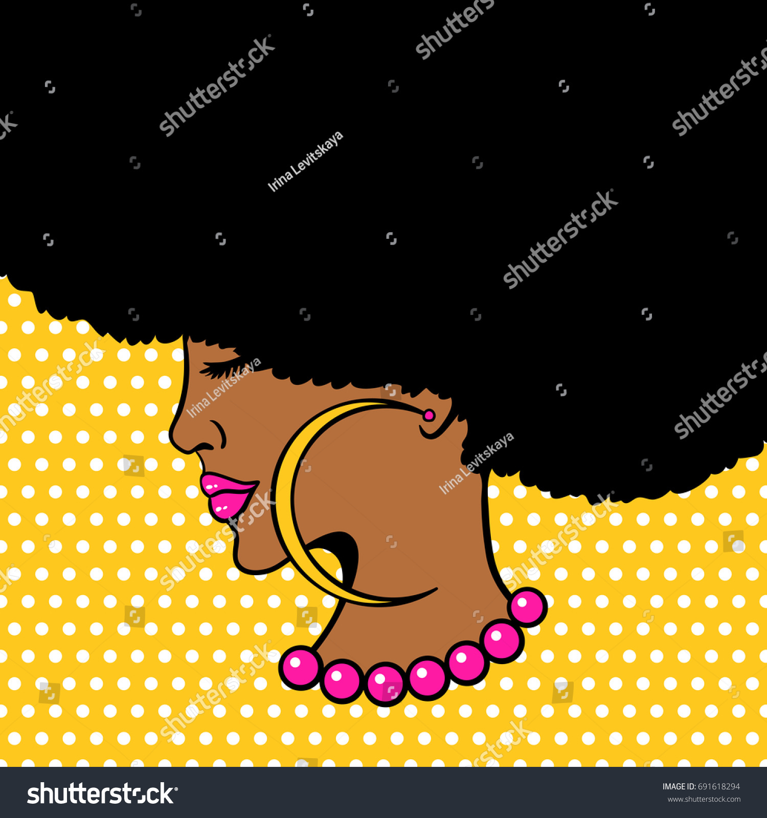 Afro American Female Face Sexy Young Stock Vector (Royalty Free) 691618294