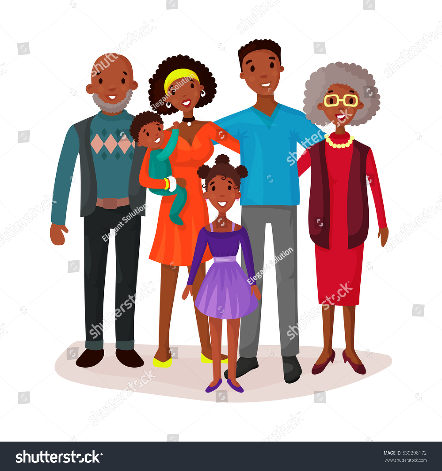 Afro American Black Happy Cartoon Family Stock Vector 539298172 ...