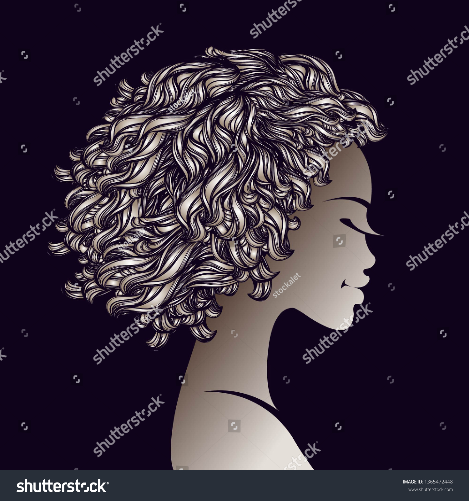 Afro Curly Hairstyle Illustrationbeautiful African American Vector De Stock Libre De Regalías 