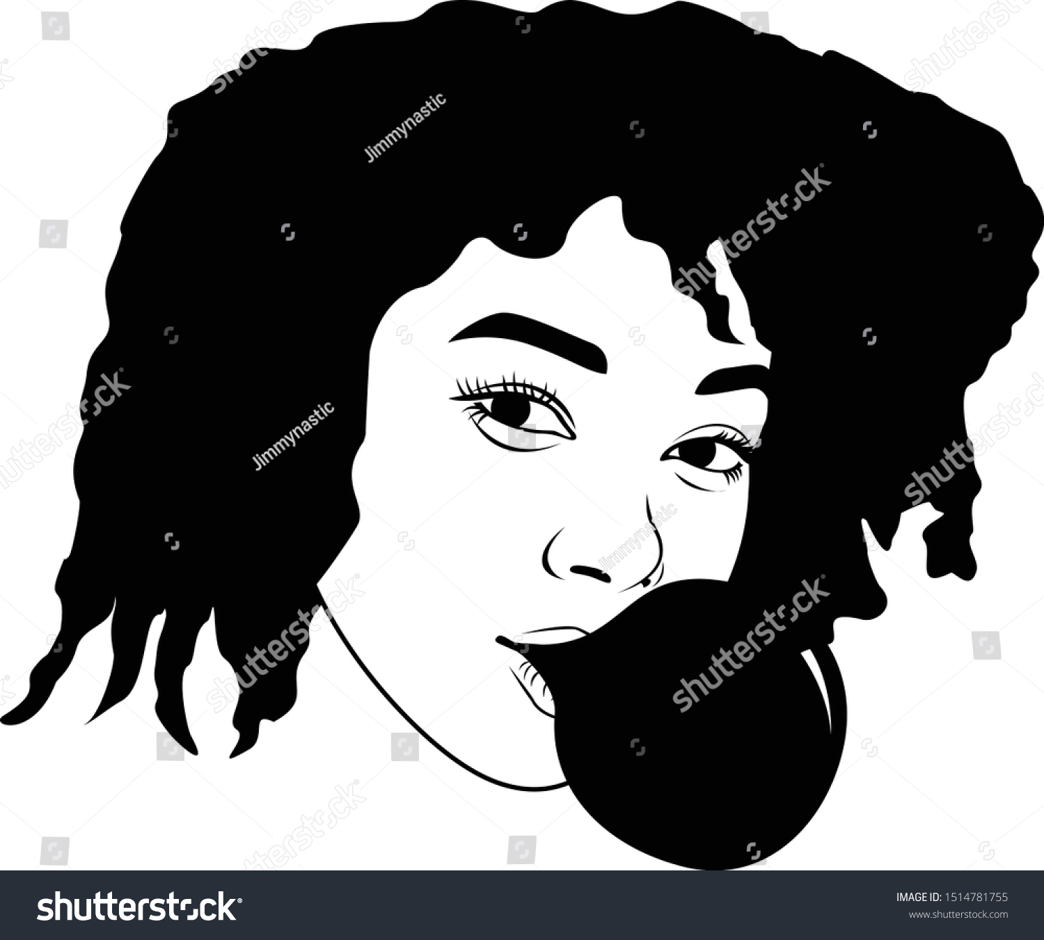 Afro Girl Bubble Gum Vector Silhouette Stock Vector (royalty Free 