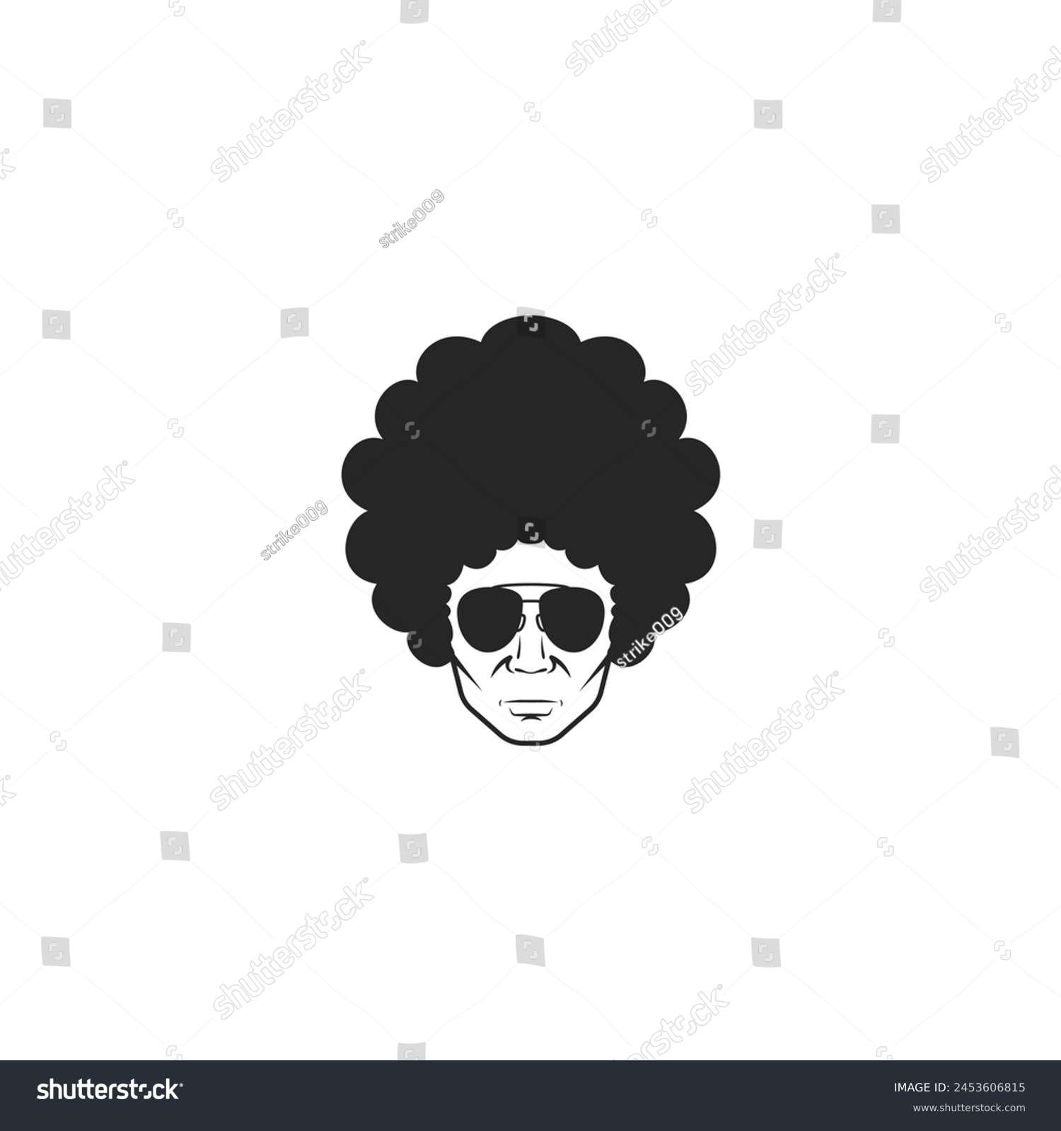 SVG of Afro Hair man with aviator glasses Logo Symbol Design Template Flat Style Vector svg