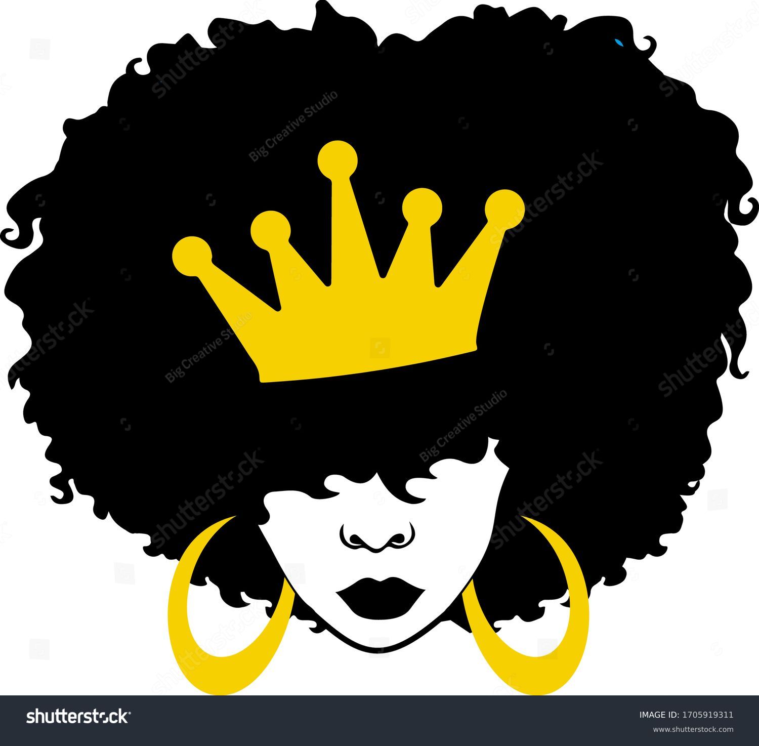 Afro Queen Black Girl Crown Afro Stock Vector (Royalty Free) 1705919311 ...