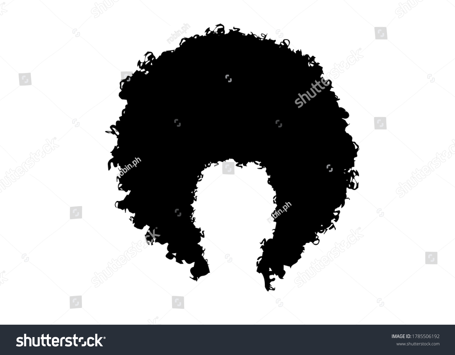 SVG of Afro wig, trendy curly African black hair silhouette fashion beauty style. Vector isolated on white background  svg