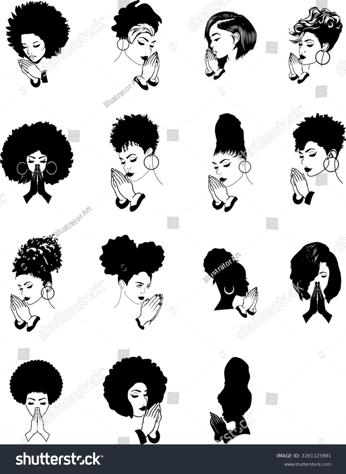 SVG of Afro Women, Afro Women Pray Bundle SVG,  svg