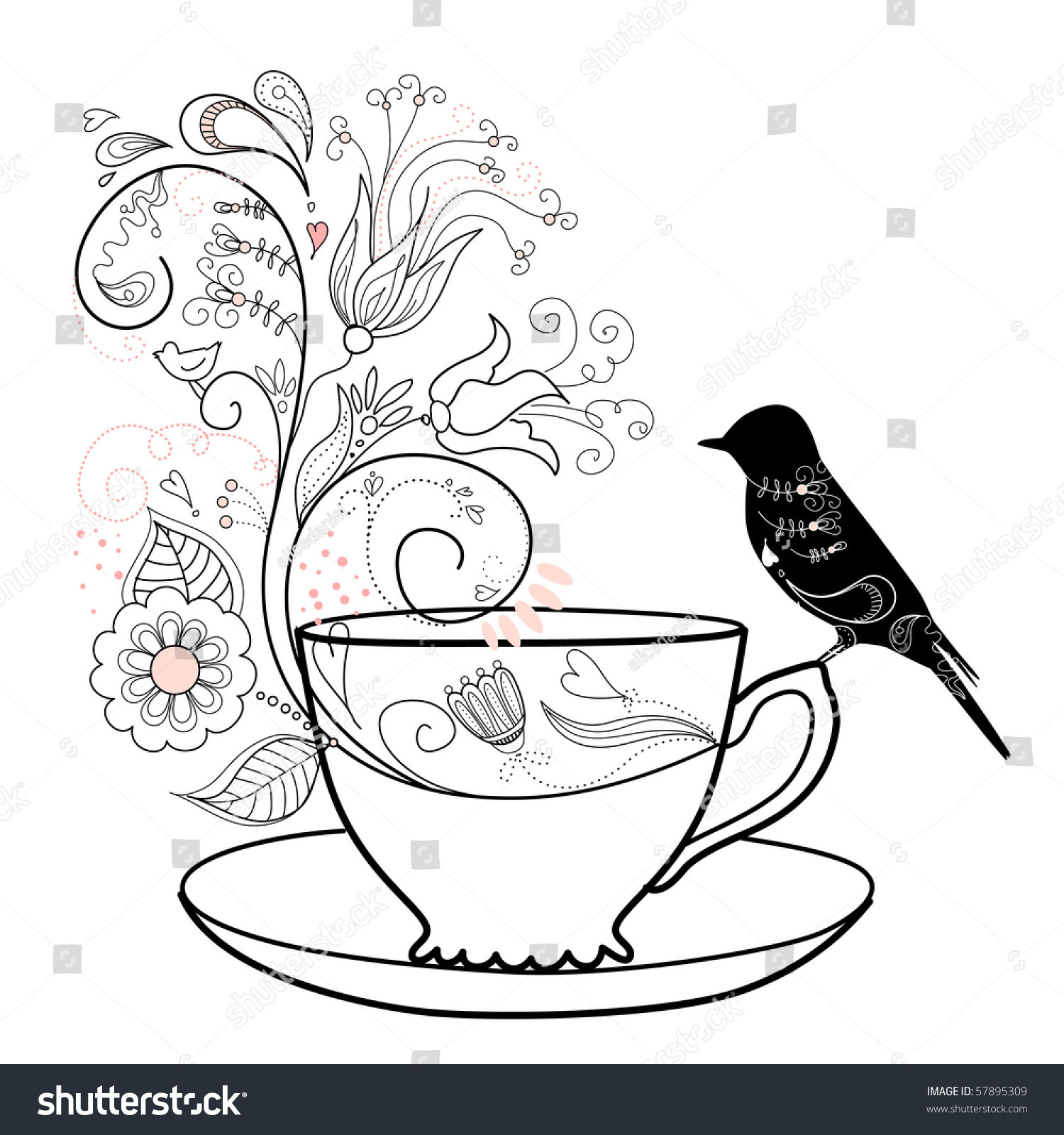 Afternoon Tea Concept Stock Vector Illustration 57895309 : Shutterstock