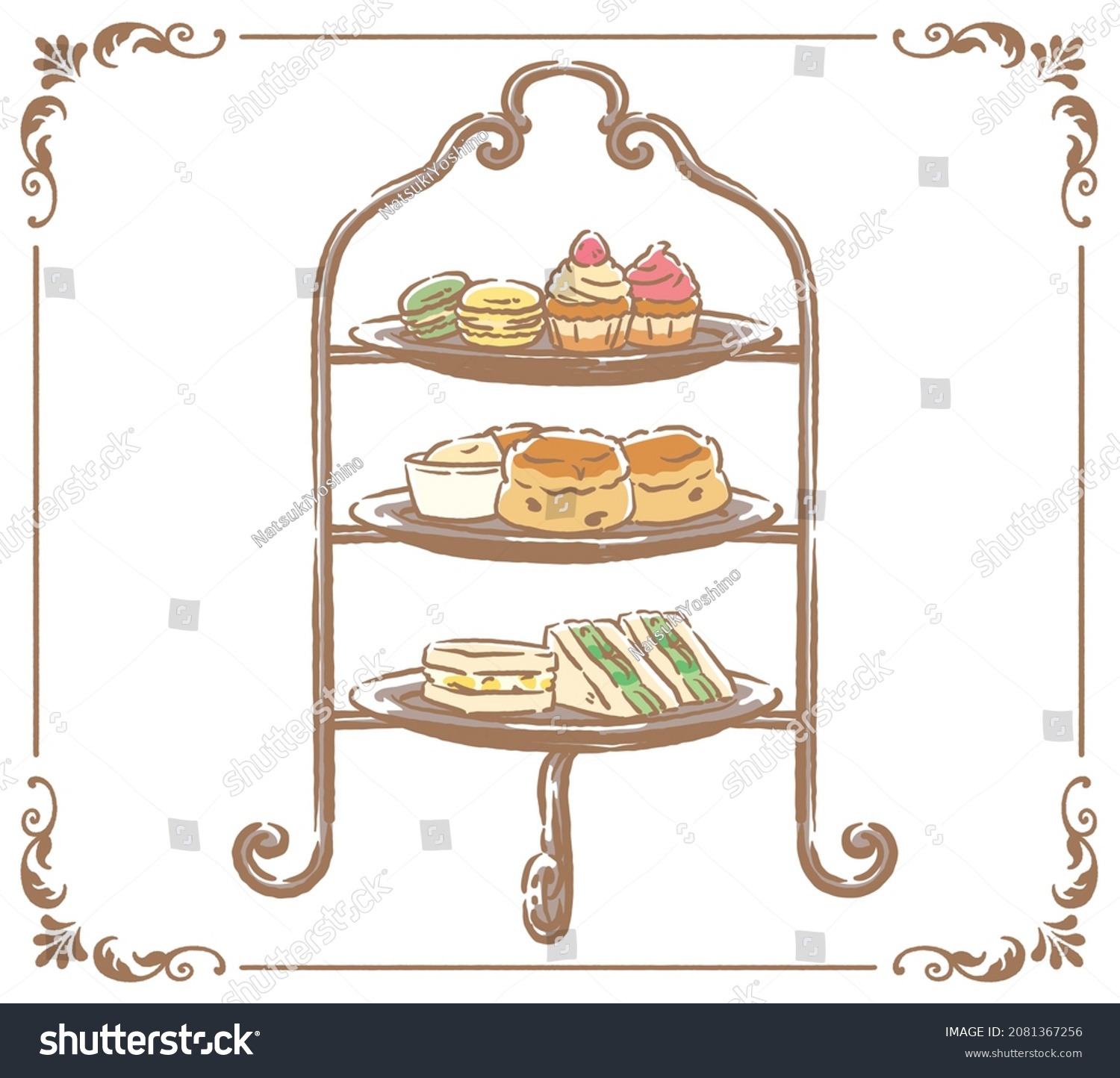 Afternoon Tea Cake Stand Scones Stock Vectors Images Vector Art Shutterstock