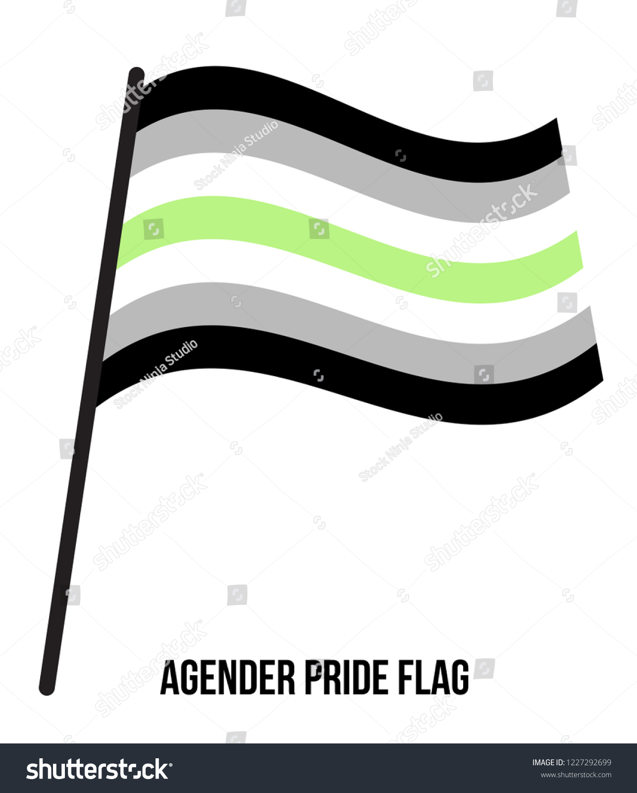 Agender Pride Flag Waving Vector Illustration Stock Vector Royalty Free