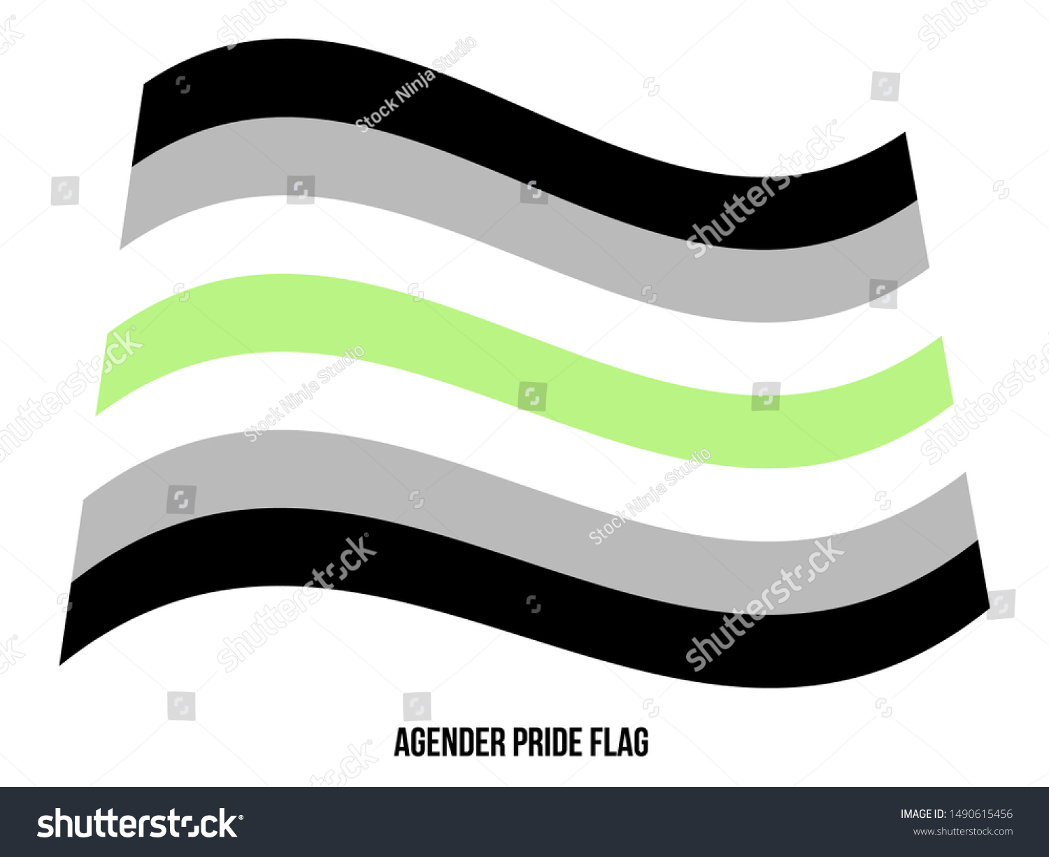 Agender Pride Flag Waving Vector Illustration Stock Vector Royalty Free