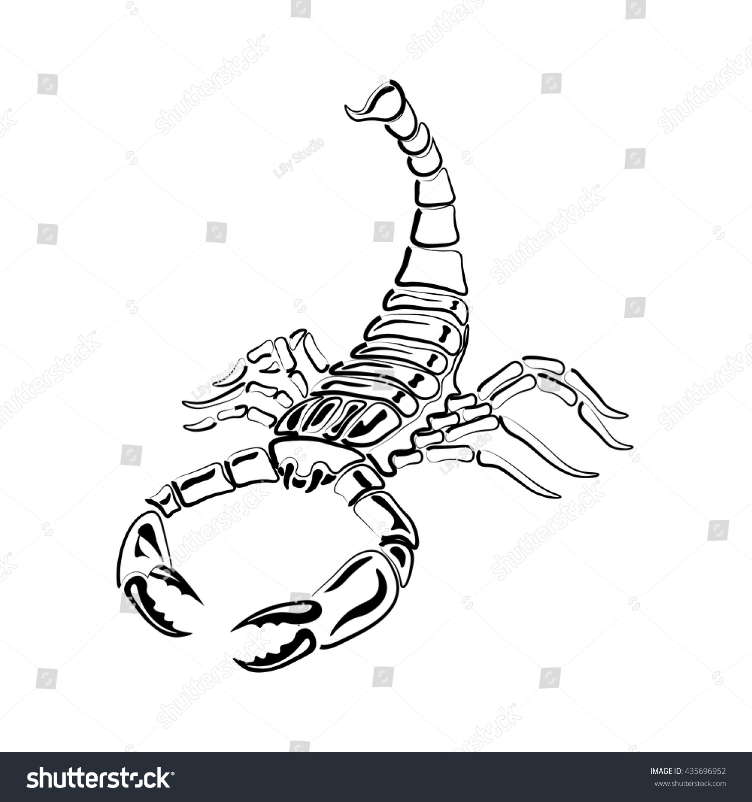 Aggressive Black White Scorpion Tattoos Zodiac Stock Vector (Royalty ...