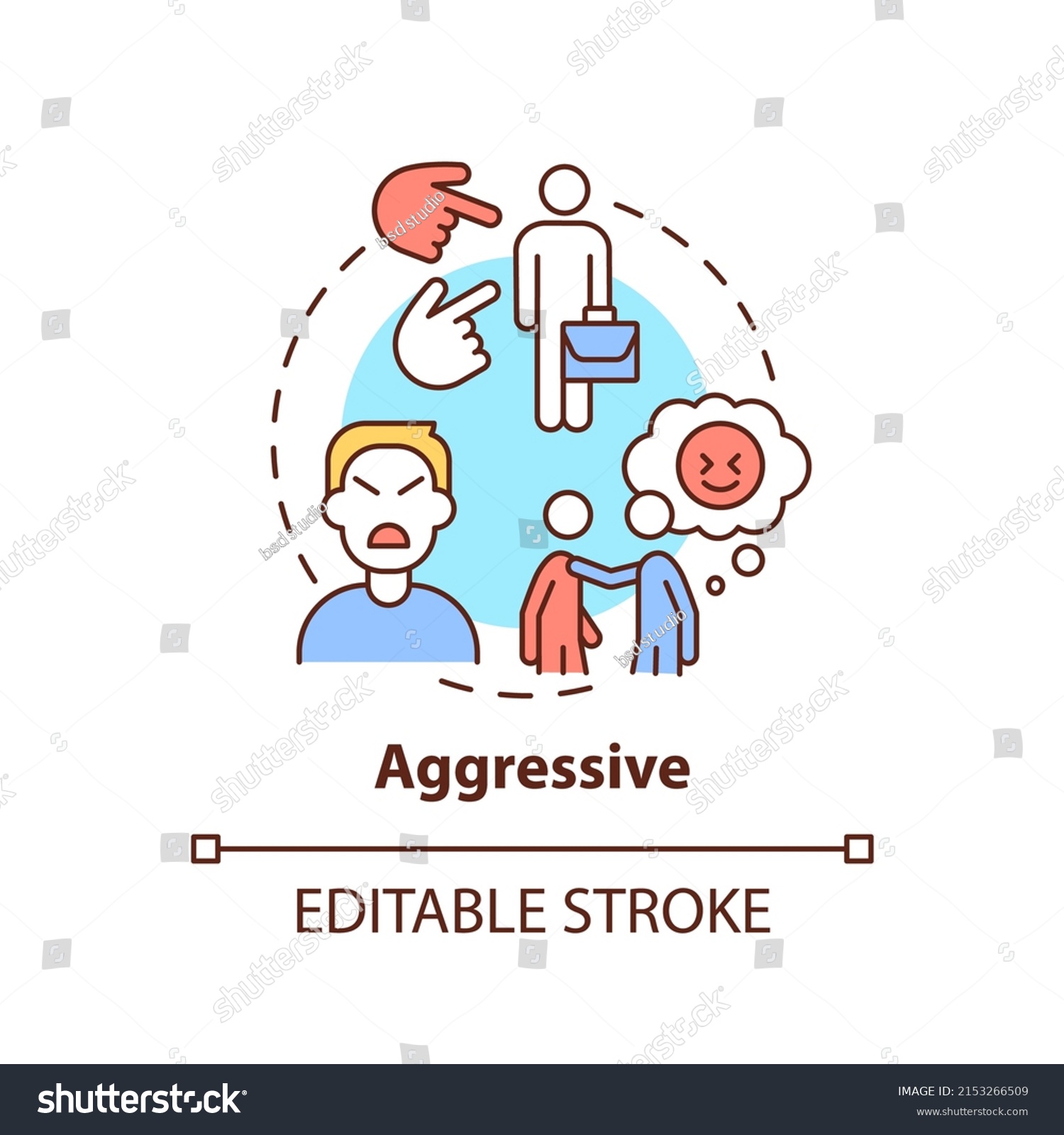 Aggressive Concept Icon Basic Communication Style Stock Vector (royalty 