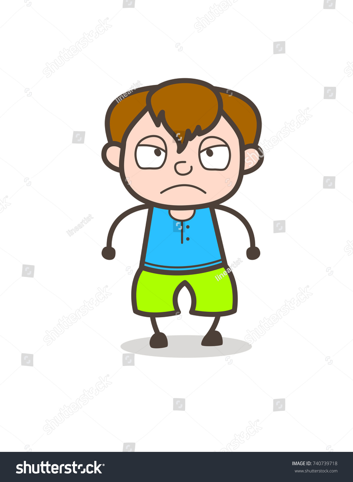 Aggressive Kid Face Cute Cartoon Boy Stock Vector (Royalty Free) 740739718