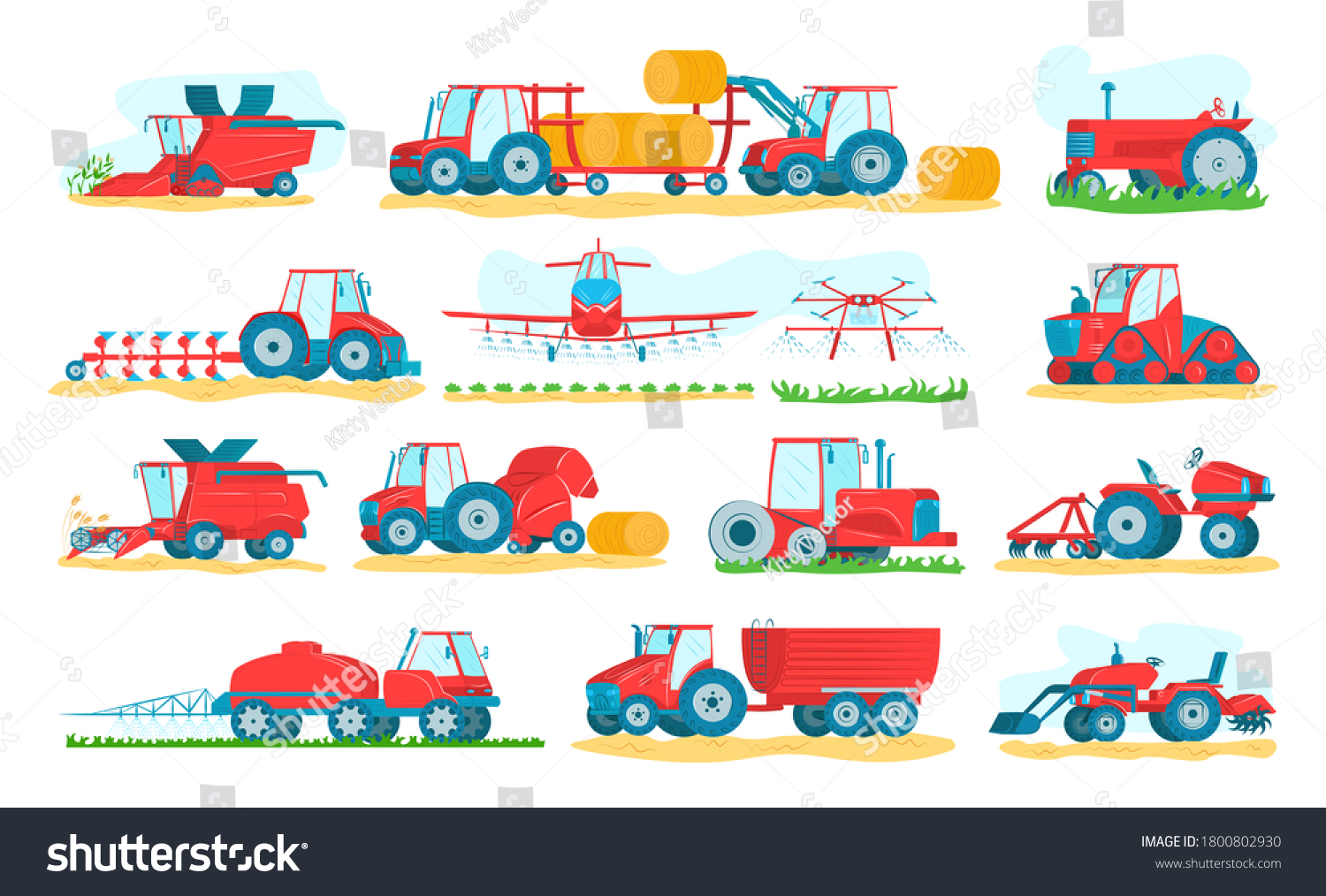 Agricultural Machinery Set Isolated On White Stock Vector (Royalty Free ...