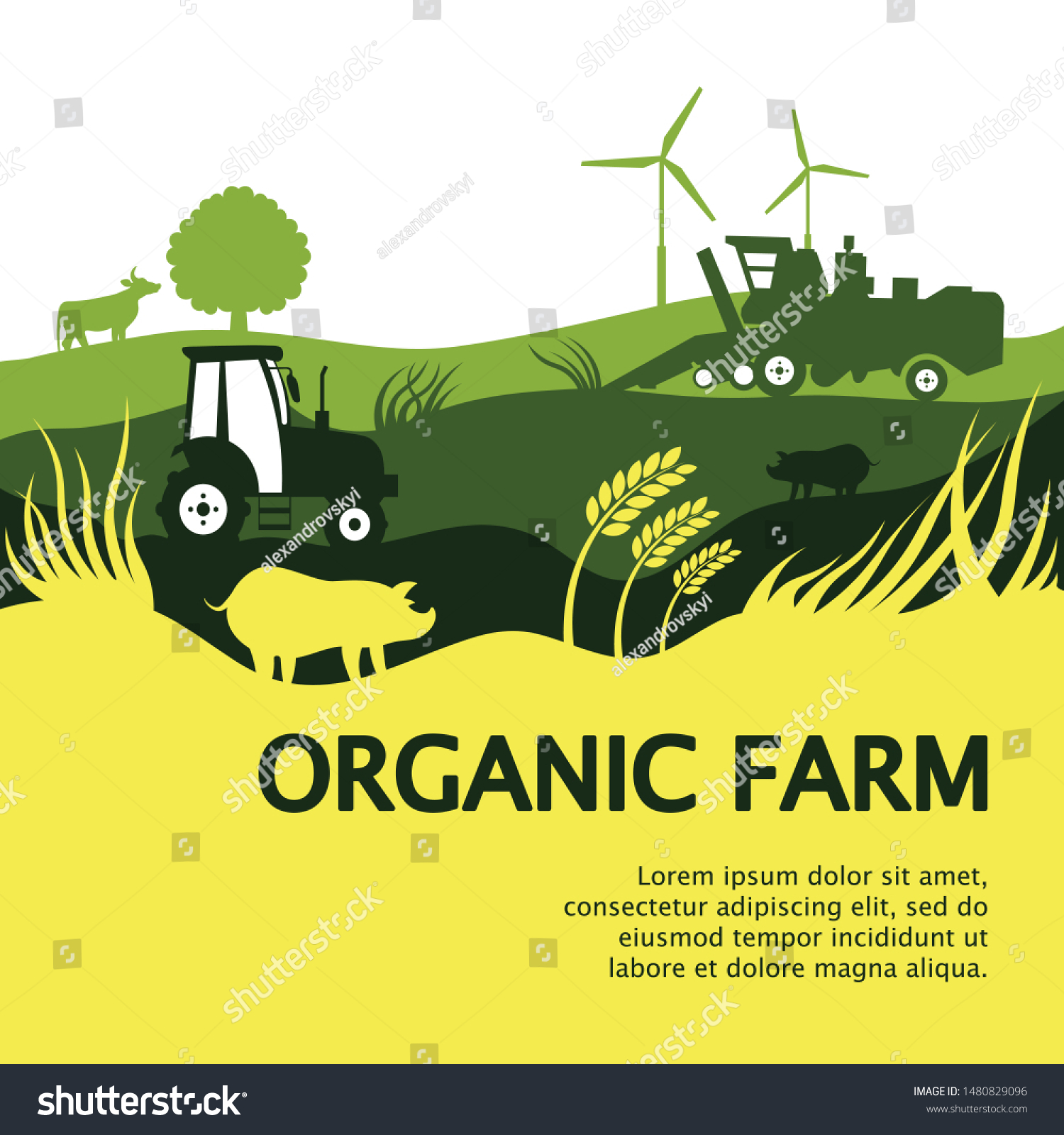 Agriculture Farming Agribusiness Rural Landscape Design Stock Vector ...