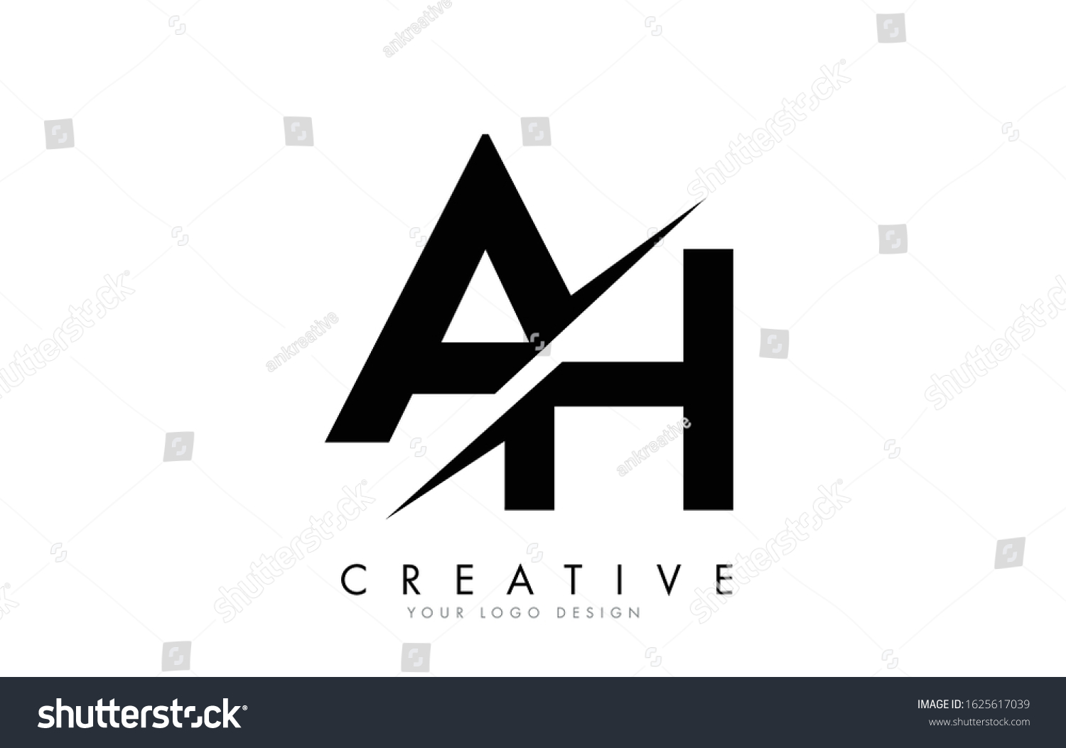 SVG of AH A H Letter Logo Design with a Creative Cut. Creative logo design.. svg