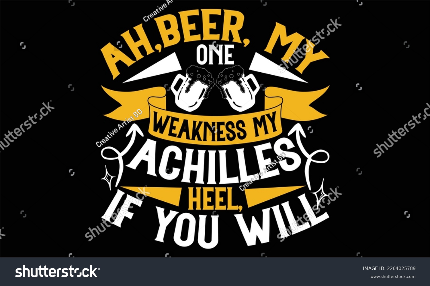 SVG of Ah, beer, my one weakness my Achilles heel if you will - Beer T shirt Design, Vector illustration with hand-draw lettering, Conceptual handwritten phrase calligraphic, svg for poster, banner, flyer an svg