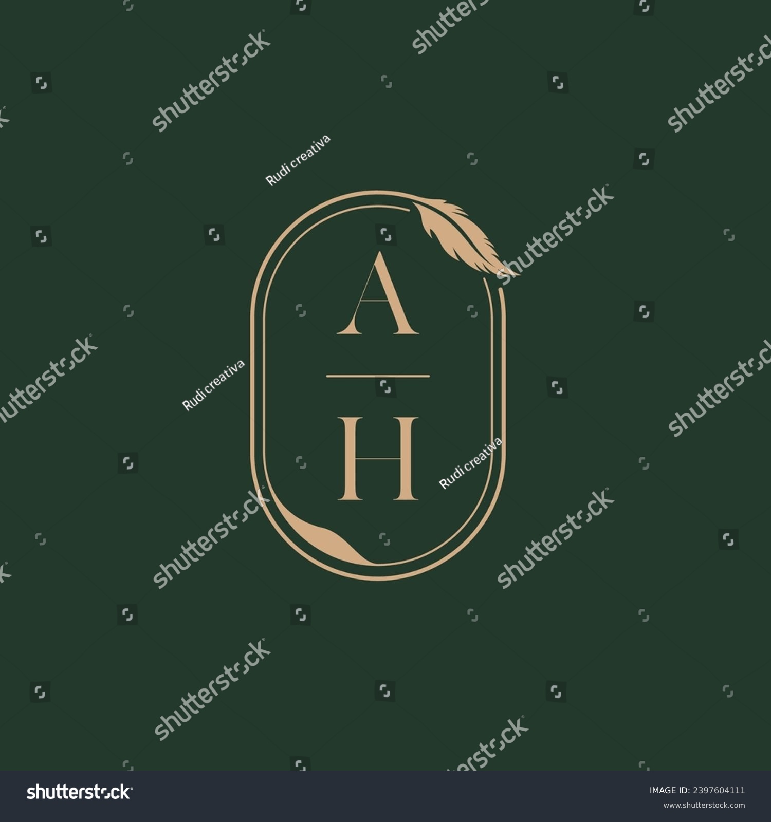 SVG of AH feather concept wedding monogram logo design ideas as inspiration svg