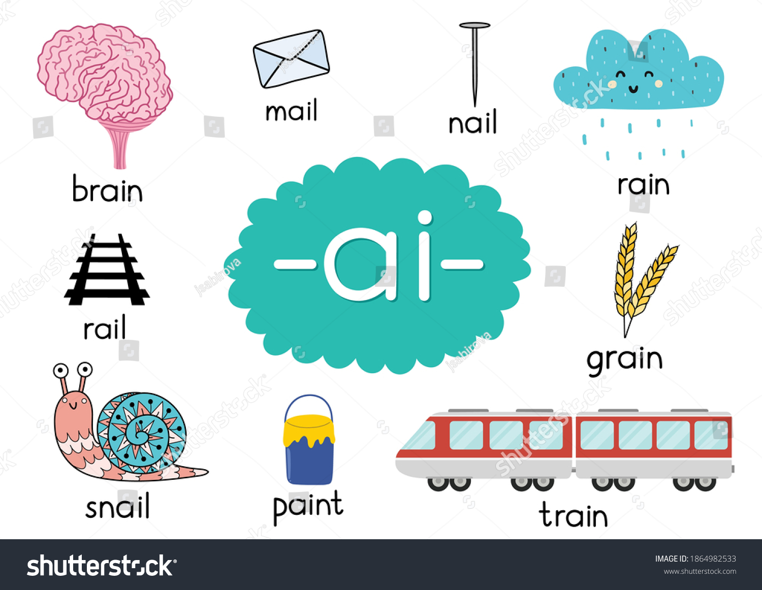 ai-digraph-words-educational-poster-kids-stock-vektor-royaltyfri