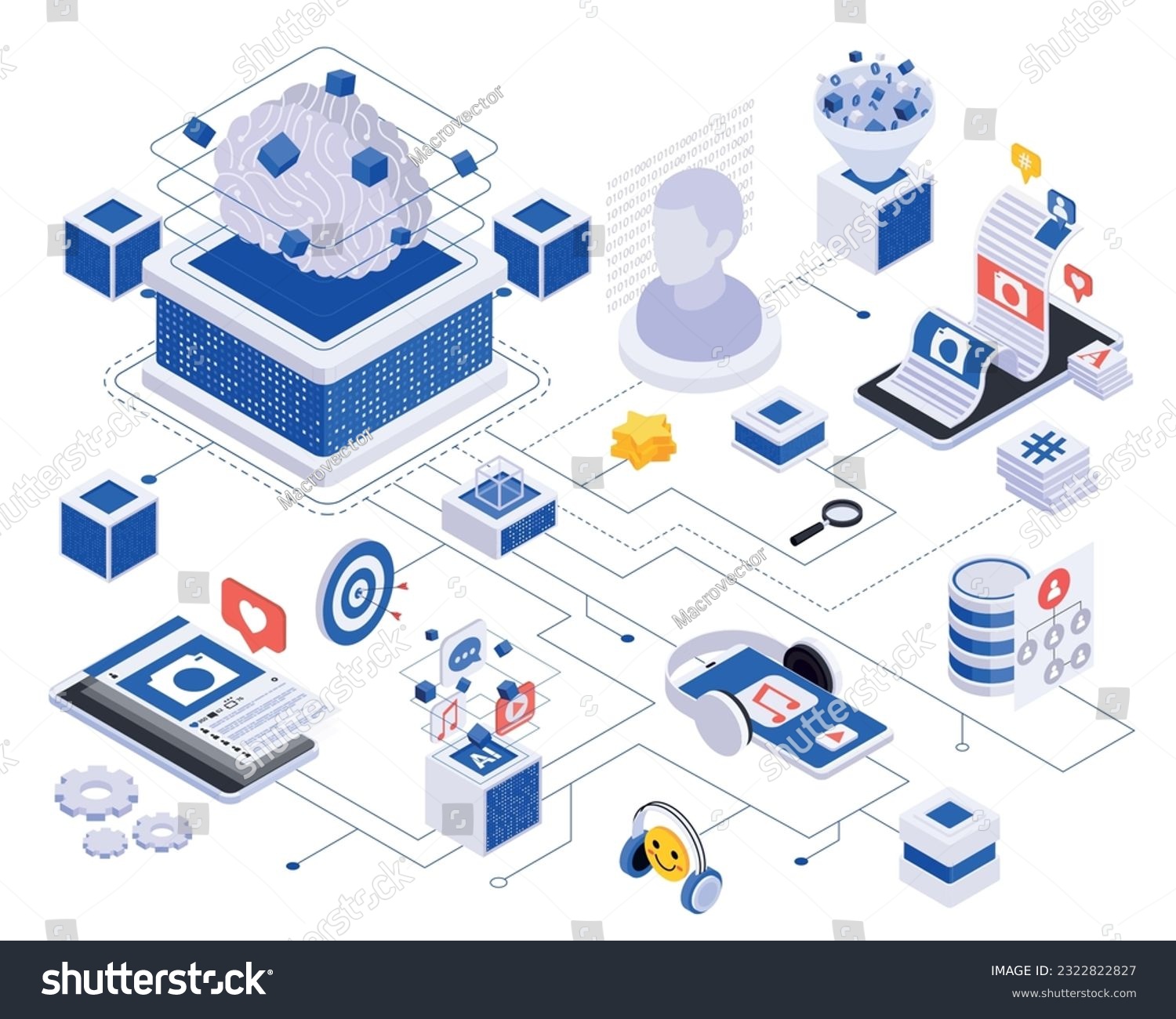 SVG of Ai powered content creation isometric flowchart with artificial intelligence technologies creating music generating ideas vector illustration svg