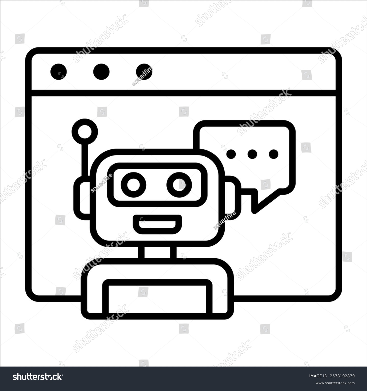 black robot chat window design clip art preview