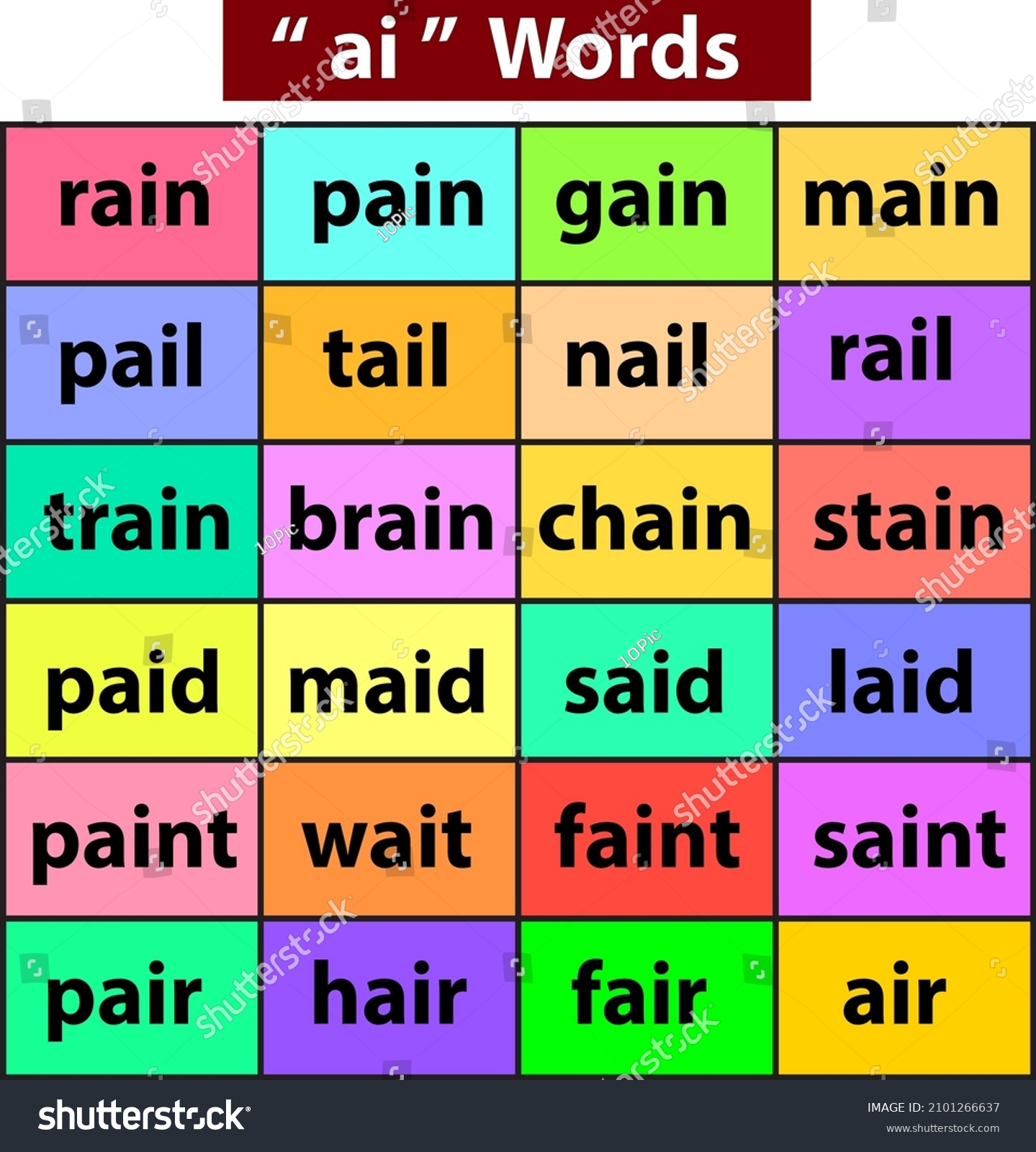 ai-word-chart-preschool-phonetic-sound-stock-vector-royalty-free