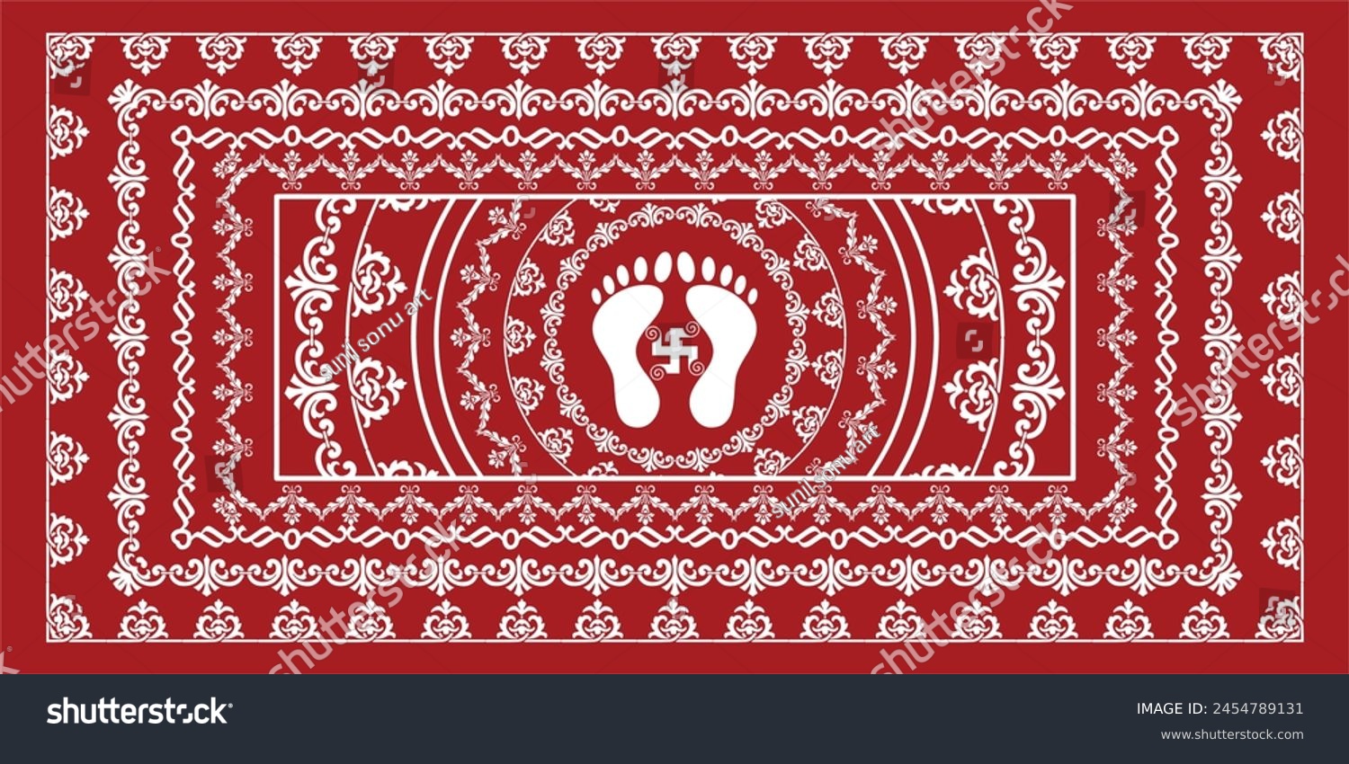 SVG of Aipan Design pattern for india festival vector red and white color svg