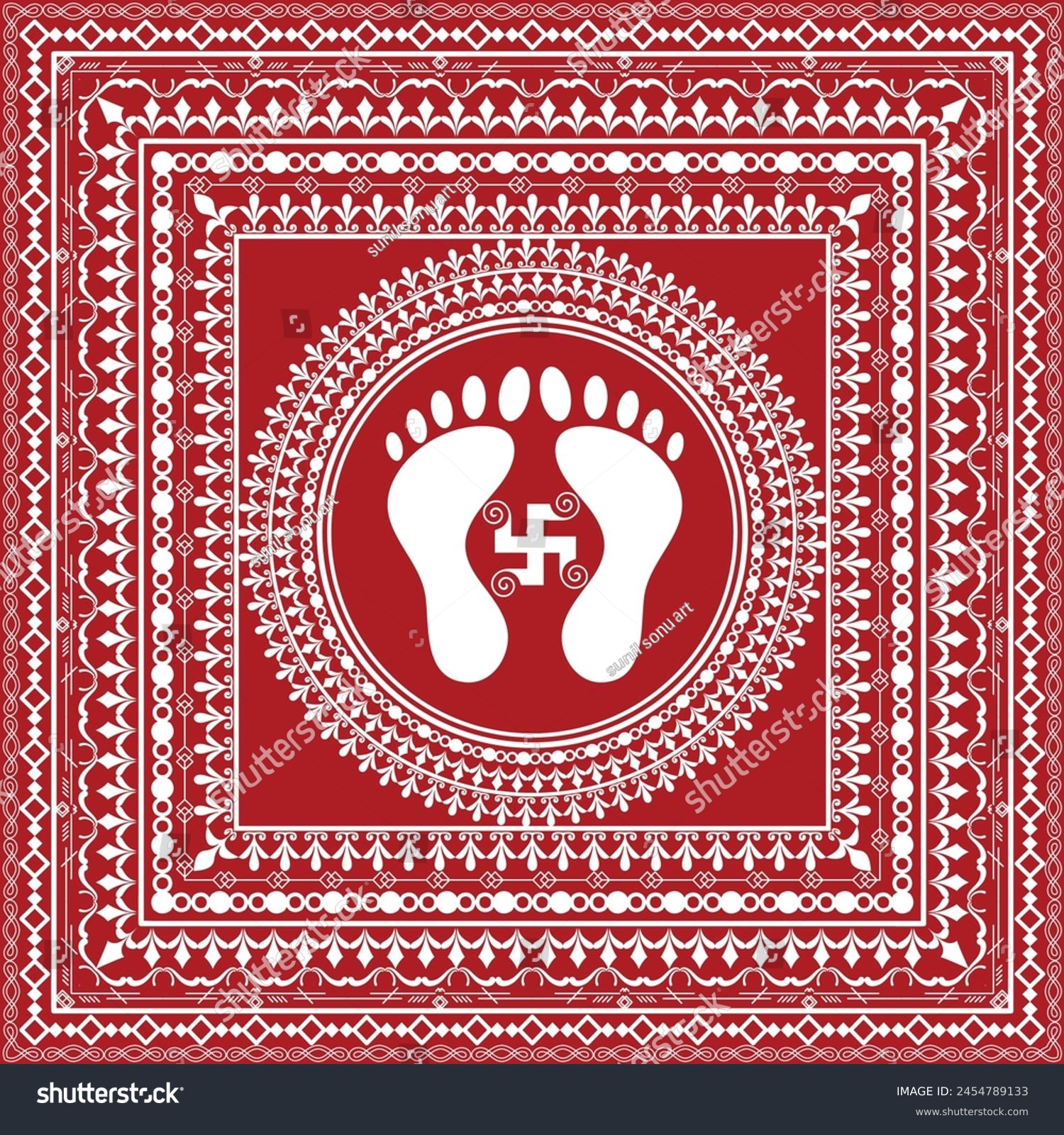 SVG of Aipan Design pattern for india festival vector red and white color svg