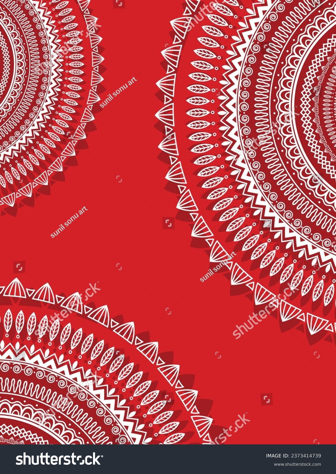 SVG of Aipan Design pattern for india festival vector red and white color	manadala artwork  svg