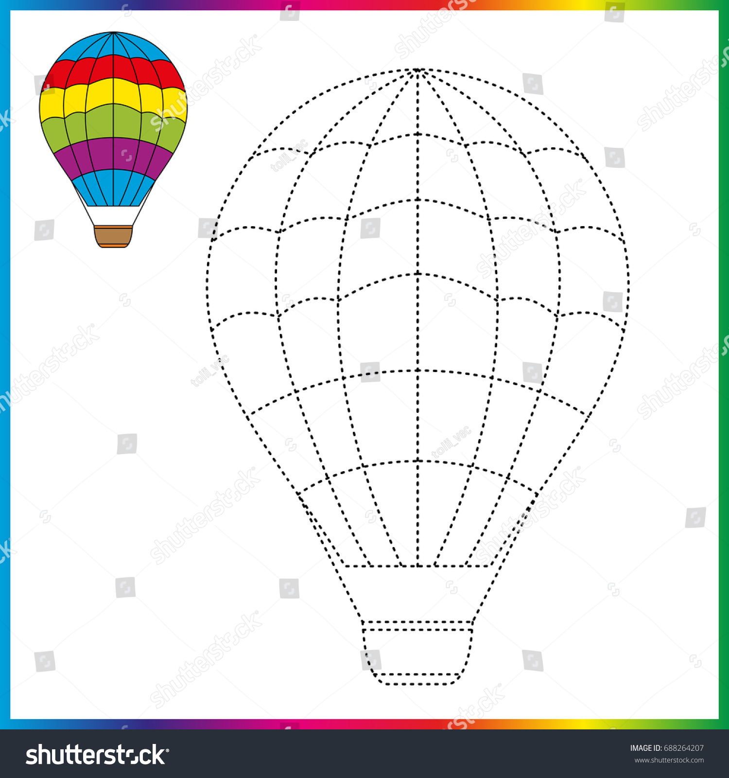 air balloon connect dots coloring page stock vector royalty free 688264207