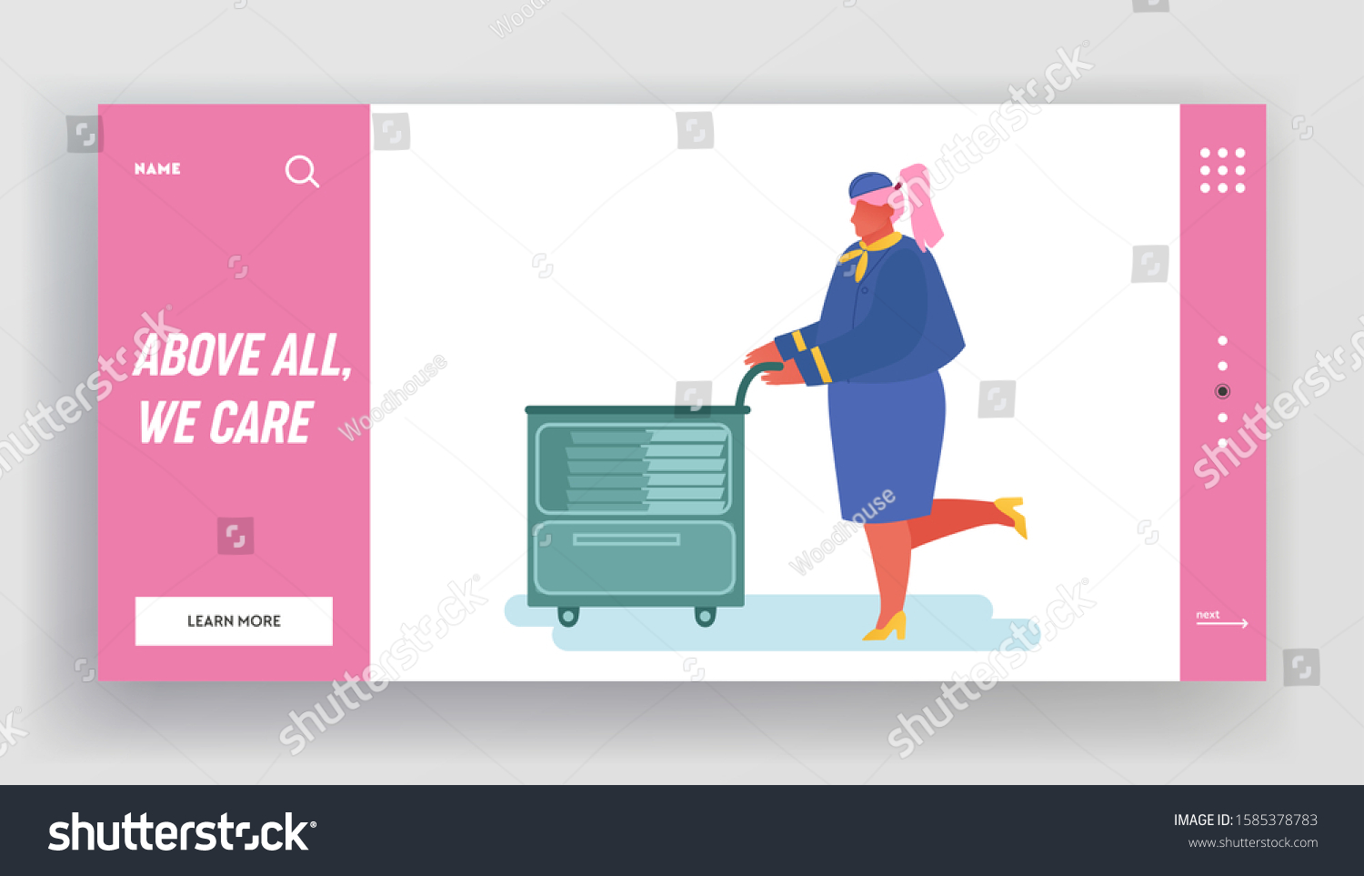 Air Hostess Food Cart Plane Website Stock Vector Royalty Free 1585378783 Shutterstock