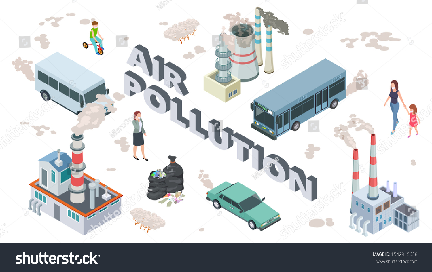 Air Pollution Concept Chemical Pollutants Vehicle Stock Vector (Royalty ...