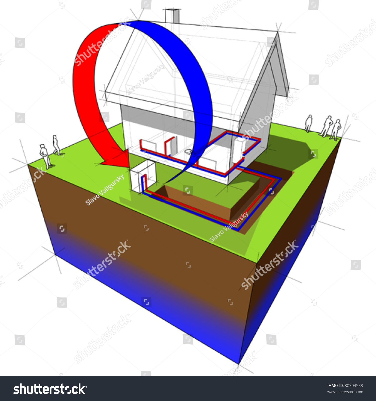 Air Source Heat Pump Diagram Stock Vector Illustration 80304538 ...