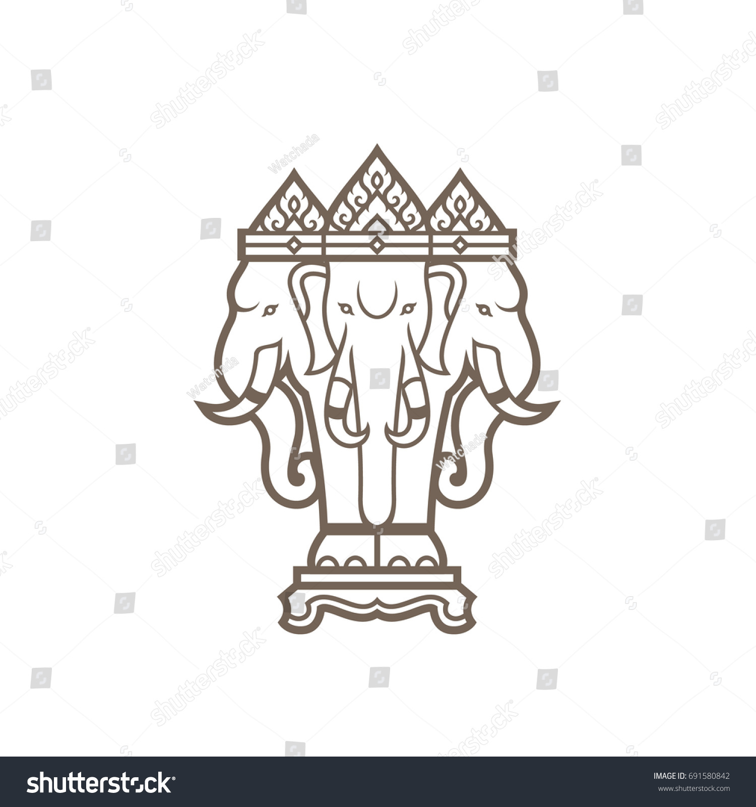 SVG of Airavata's illustration. a mythological white three heads elephant who carries the Hindu god Indra. isolated objects on white background. svg