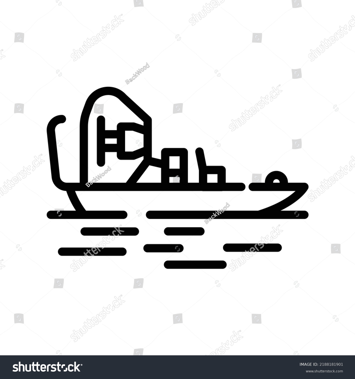 SVG of Airboat black line icon. Water activity. Pictogram for web page. svg