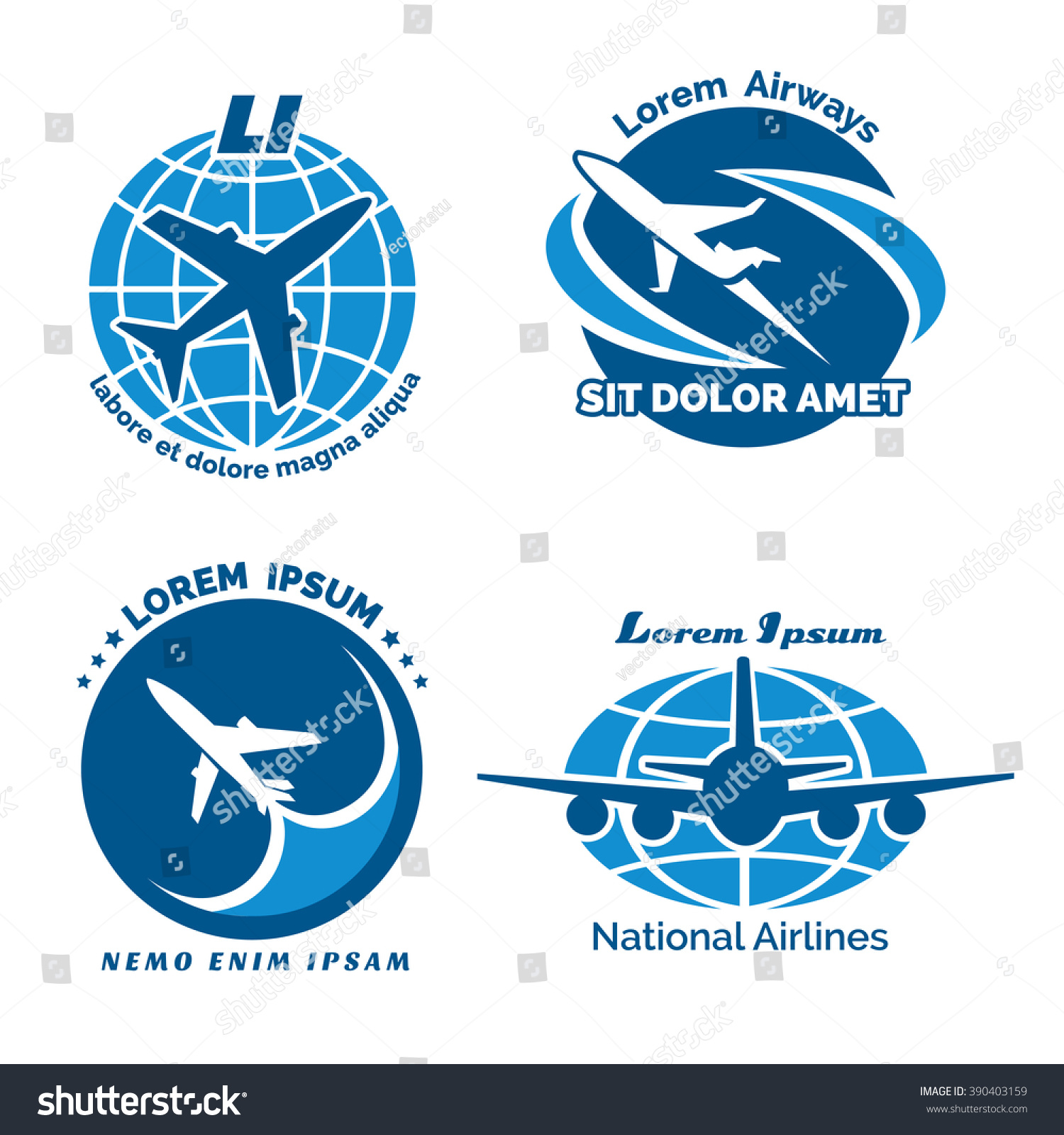 Aircraft Logo Set Airplane Collection Vector Stock Vector 390403159 ...