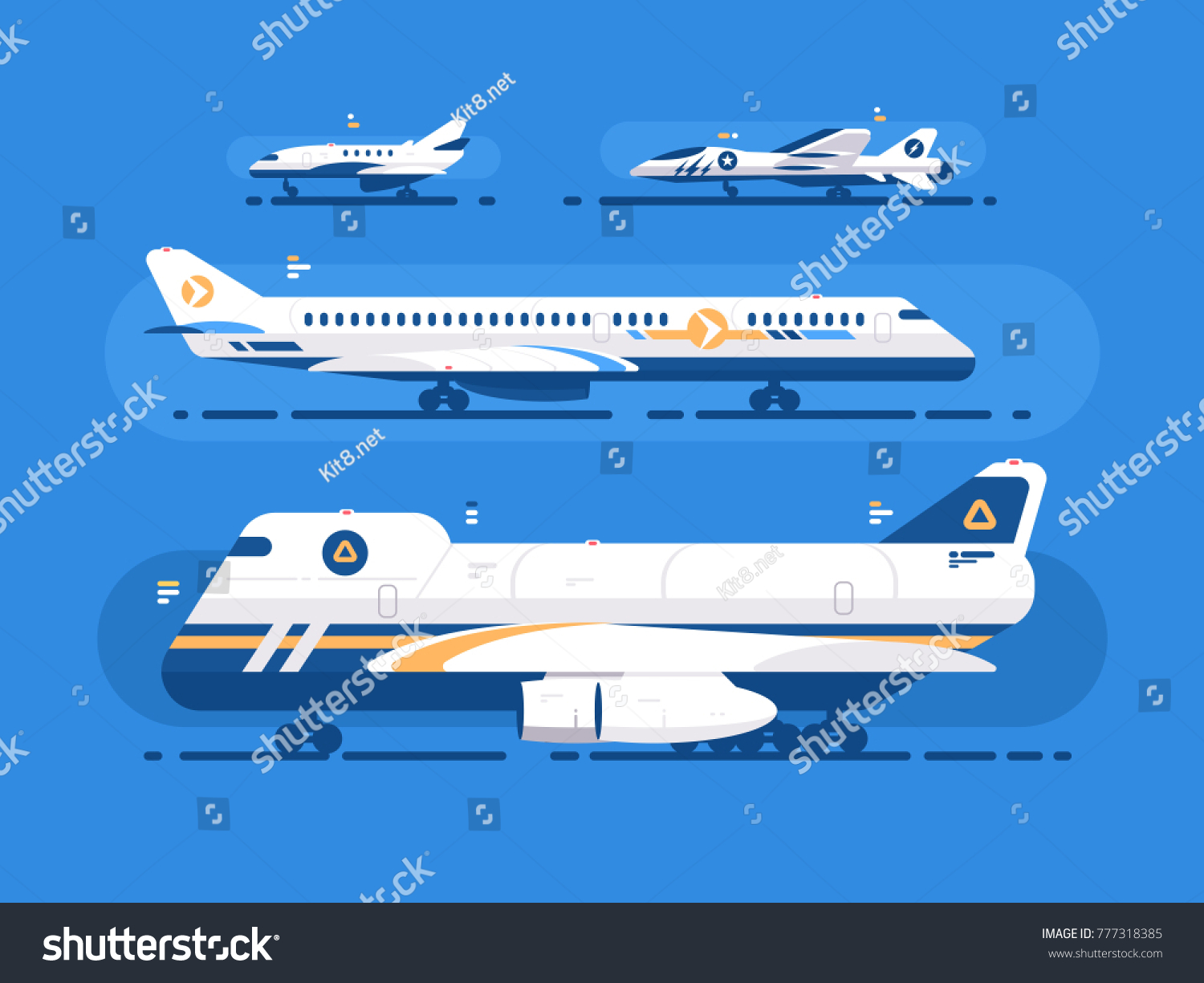 Aircraft Types Set Passenger Airliner Cargo Stock Vector (royalty Free 