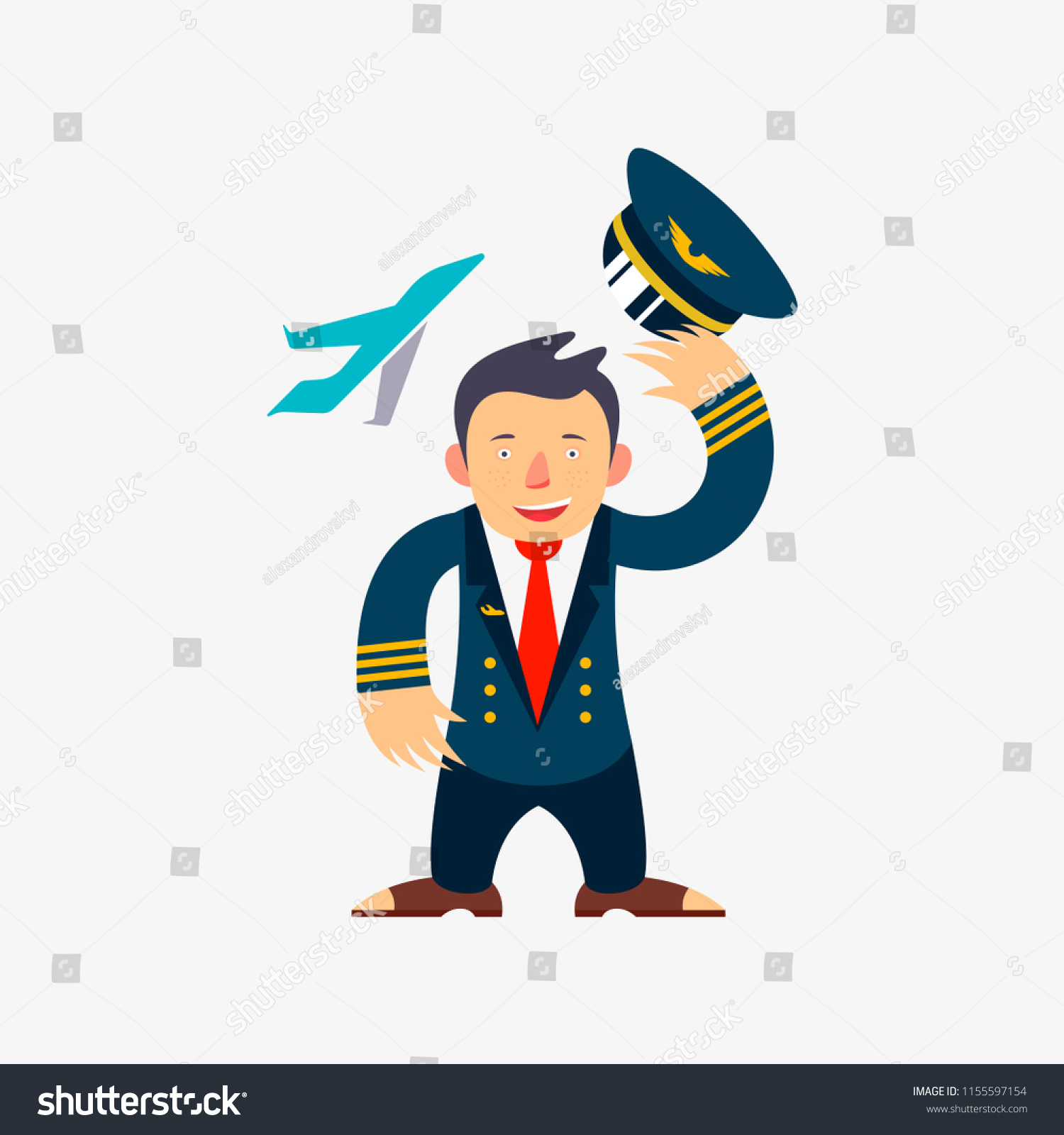 Airline Pilot Vector Cartoon Illustration Stock Vector (Royalty Free ...