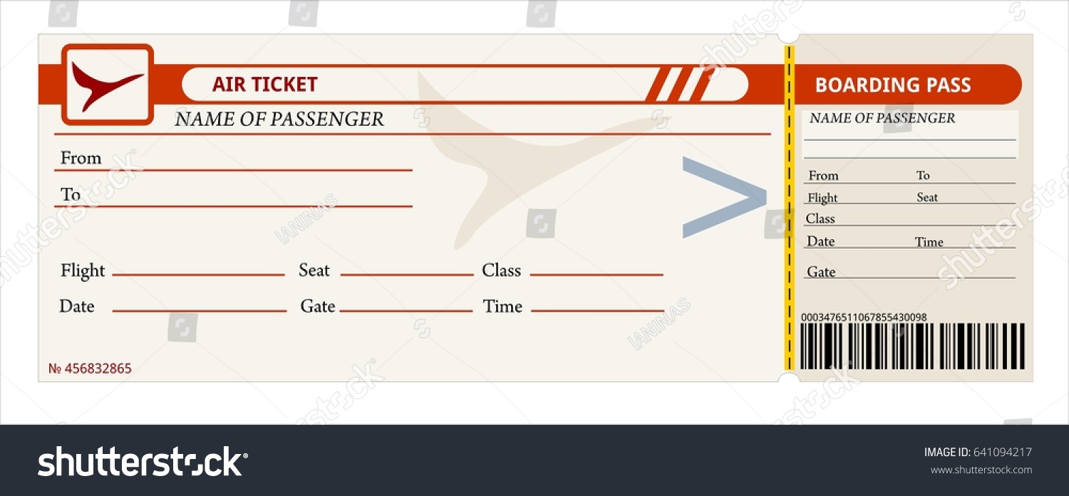 Airline Ticket Passenger Name Aeroplane Coupon Stock Vector (Royalty ...