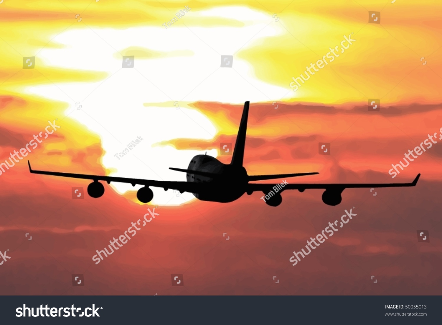 SVG of airliner flying into a sunset svg