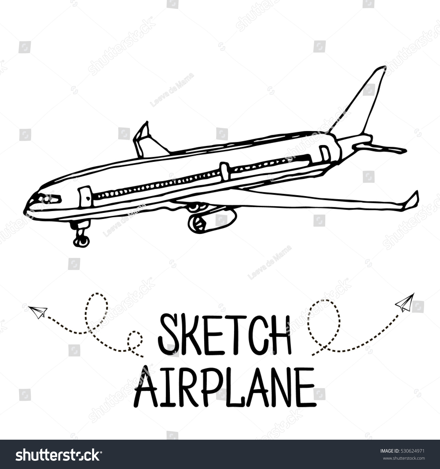 Airplane Hand Draw Sketch Stock Vector 530624971 - Shutterstock