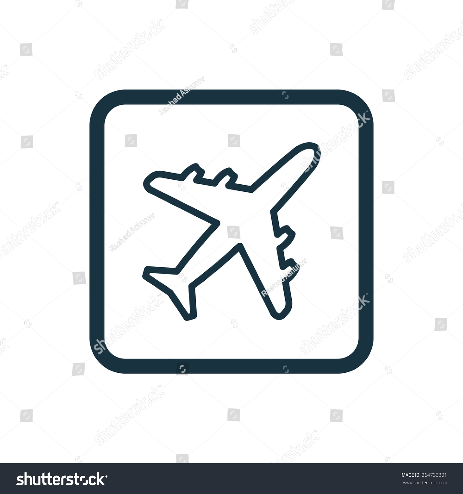 Airplane Icon Rounded Squares Button On Stock Vector 264733301 ...