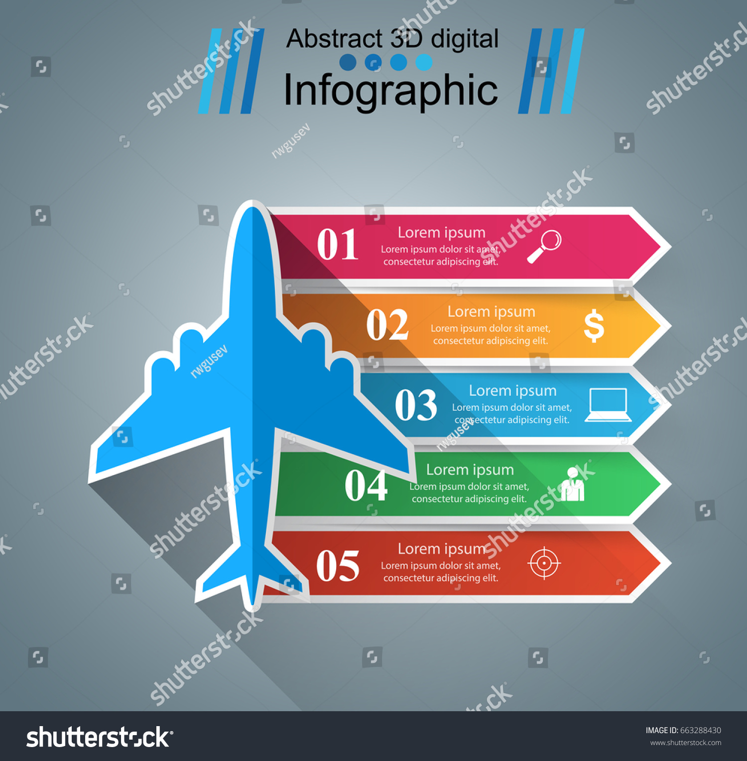 Airplane Infographic Design Template Marketing Icons Stock Vector ...