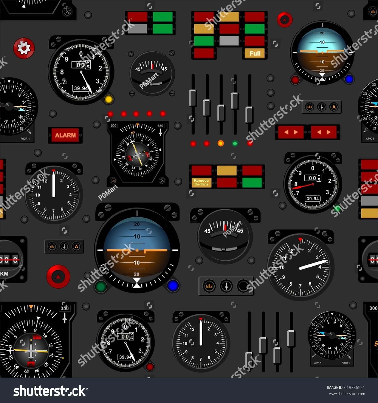 Airplane Instrument Panel Aircraft Dashboard Creative Stock Vector ...