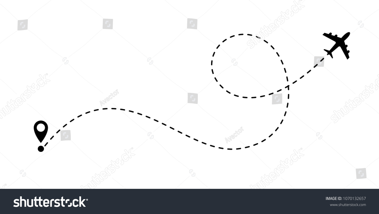 SVG of Airplane line path vector icon of air plane flight route with start point and dash line trace svg