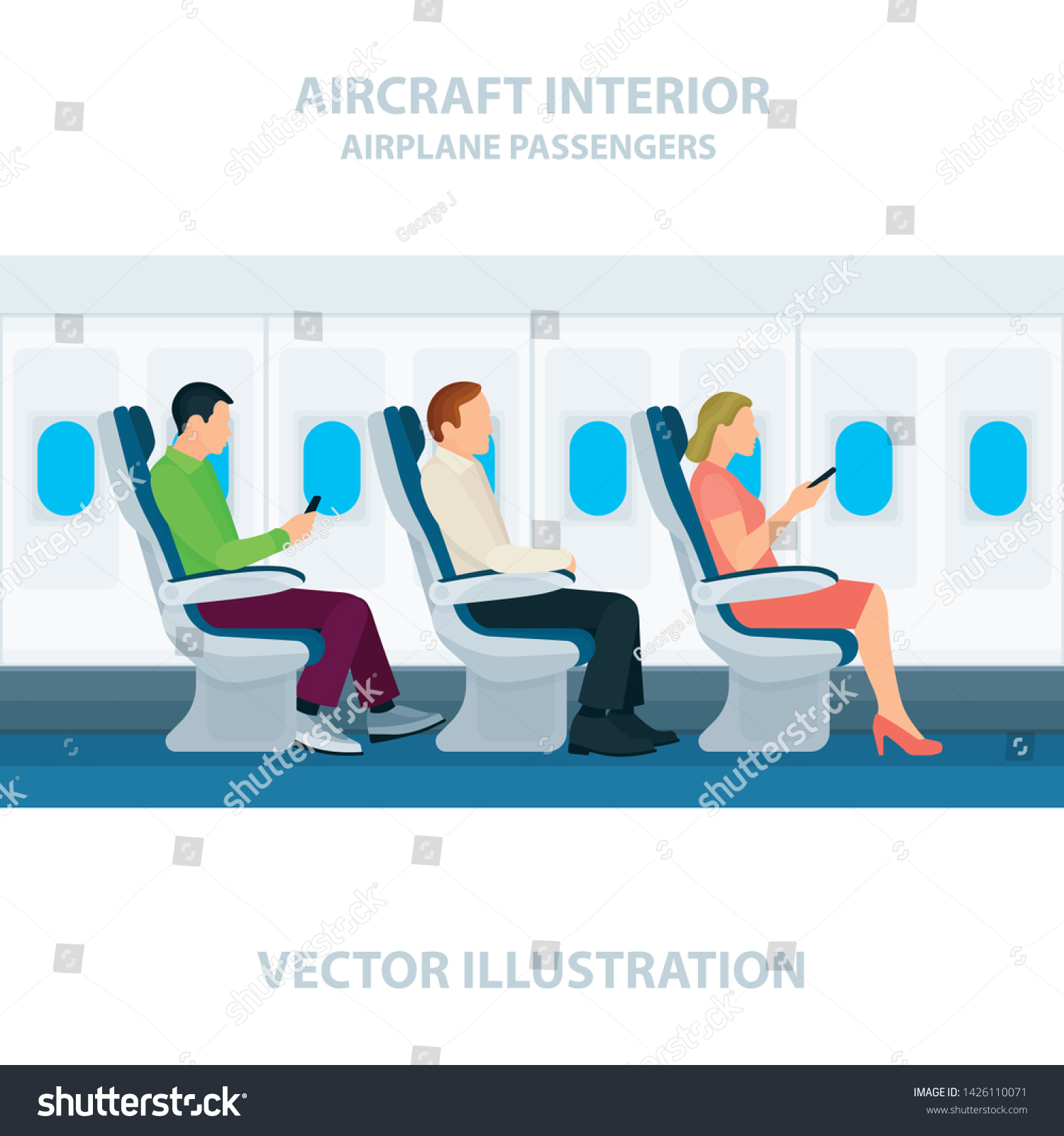 Airplane Passengers Airplane Seats Passenger Cabin Stock